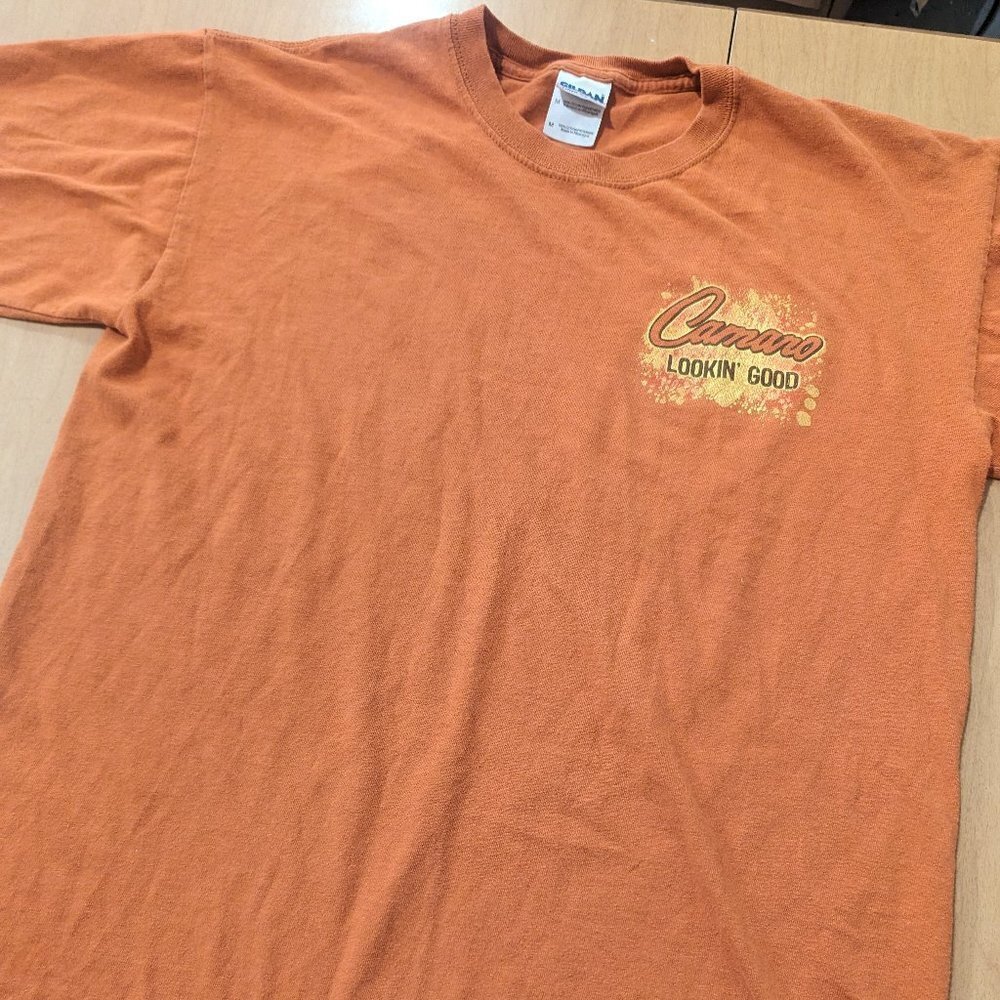 Chevy Camero orange tshirt, short sleeve, men's medium, Chevrolet